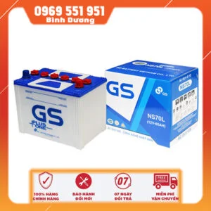 Ắc quy Hoàng Nghĩa phân phối Bình Ắc quy nước GS NS70/L 12V-65AH cho xe ô tô tại BÌnh Dương